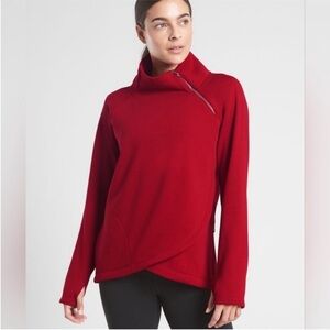 Athleta Red Krazy Karma Asymmetrical Turtleneck Sweatshirt